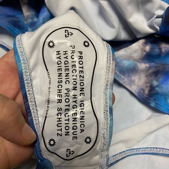 Women’s Blue Tie-Dye Swim Dress Size L Tummy Control One Piece Bathing Suit - Picture 6 of 12